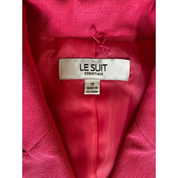 Le Suit Pink Suit Set 12 Pleated Hem Jacket Floral Scarf Elegant Career READ - Picture 5 of 14